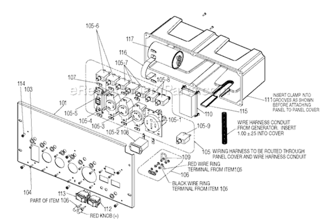 Page D Diagram and Parts List for H1000 Type 1 Porter Cable Generator